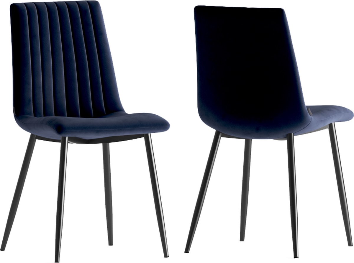 Set van 2 Eetkamerstoelen Donker Blauw - Blauwe Eettafel Stoelen - Eetkamer Stoel Blauw Shaw - Perfecthomeshop